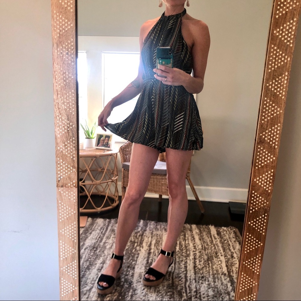 Comfy backless halter romper w high neck sizes 0-4